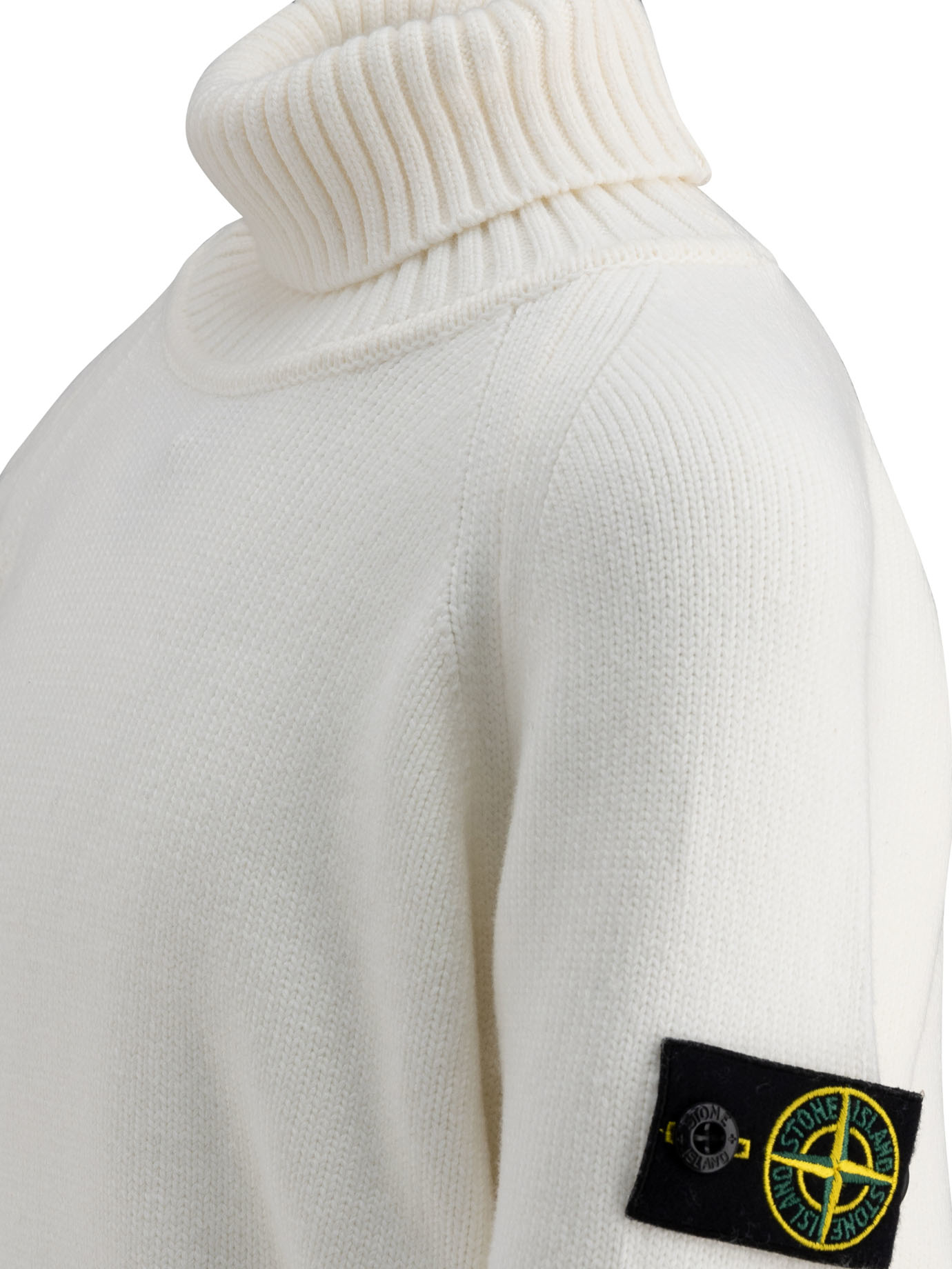 STONE ISLAND JUNIOR White Compass turtleneck sweater